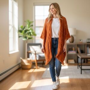 American Eagle Outfitters Rust Knit Shawl